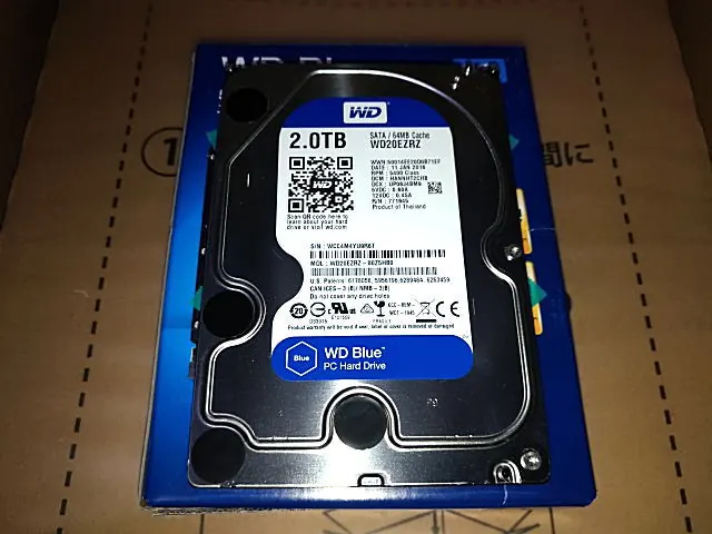 お預かりした WESTERN DIGITAL WD20EZRZ(2.0TB) の実機